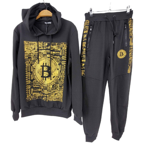 Mens tracksuit bit coin print - mens,