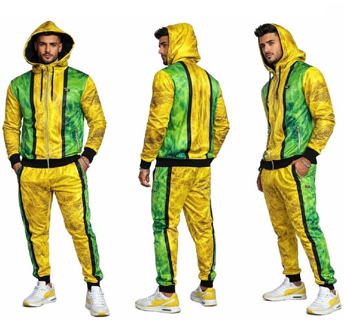 Men yellow green tracksuit - yellow,